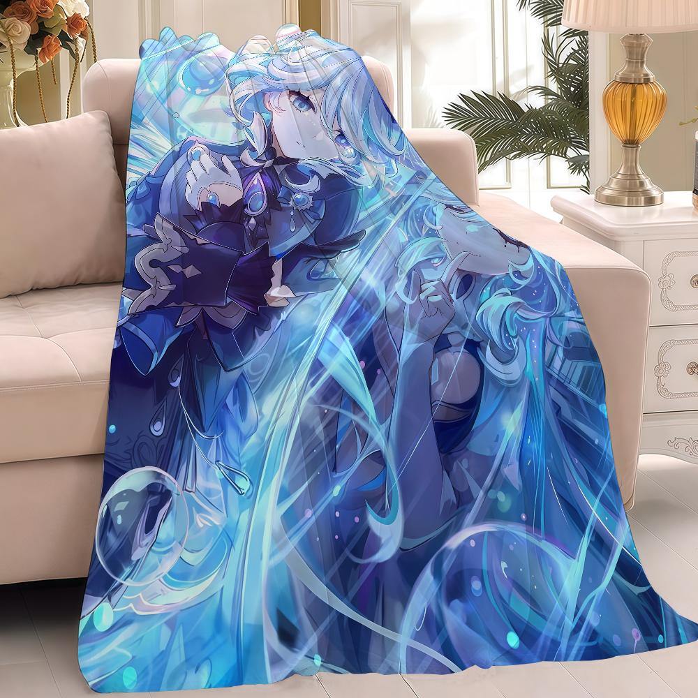 Game Genshin Impact Furina Blanket Warm And Soft Suitable For Bedroom Living Room Sofa Bed Office Travel Camping
