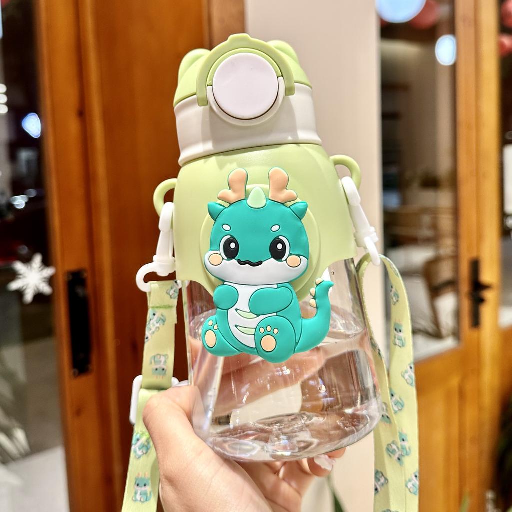 600 ml Kawaii Sommer Kinder Wasserbecher Cartoon Fallsicherer Strohbecher Jungen und Kreise Gehen zur Schule Baby Wasserkocher Schülerflasche