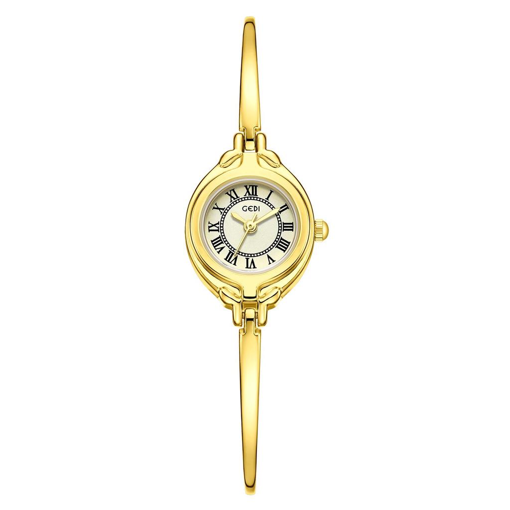 GEDI Women's Vintage Round Dial Thin Strap Waterproof Quartz Wristwatch