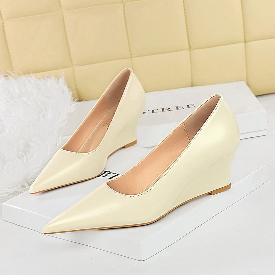 Pantofi cu toc înclinat cu toc înalt cu gură superficială și vârf ascuțit pentru slăbire, pantofi de damă pentru banchet, pantofi singuri, pantofi cu toc înclinat pentru femei