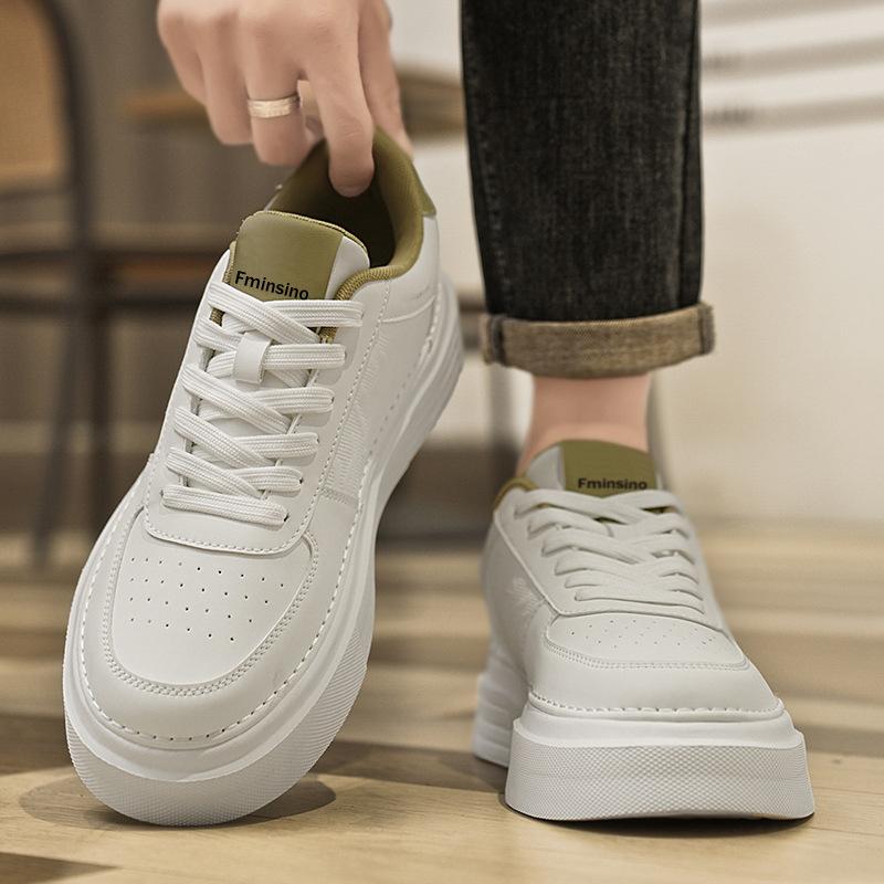 Jinjiang Men's Shoes Breathable Little White Shoes Simple Fashion Trend Leather Board Shoes Casual Sports Shoes Flat Casual Versatile