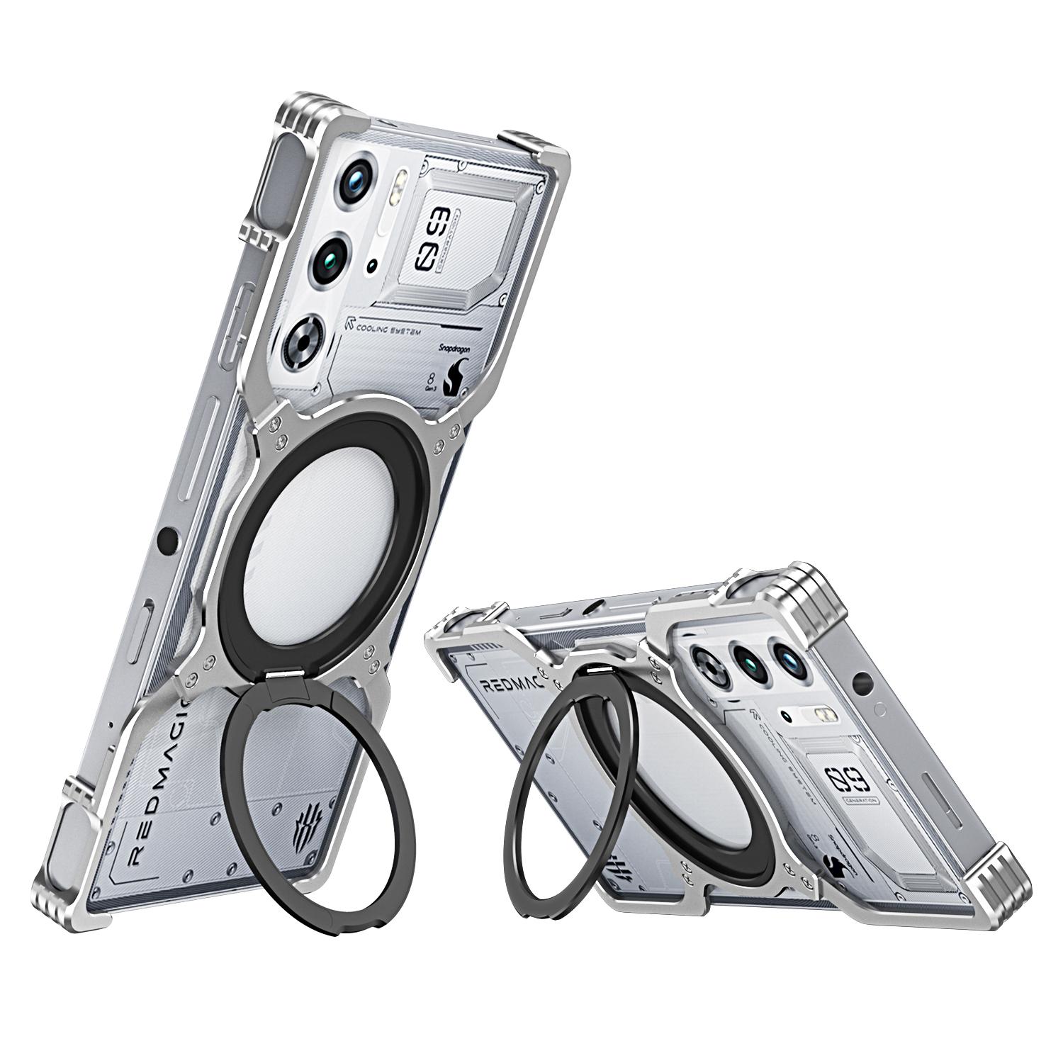 

Чехол-подставка для ZTE nubia Red Magic 10 Pro 5G/Red Magic 10 Pro+ 5G Металлический бампер Магнитная крышка для телефона Silver/Silver