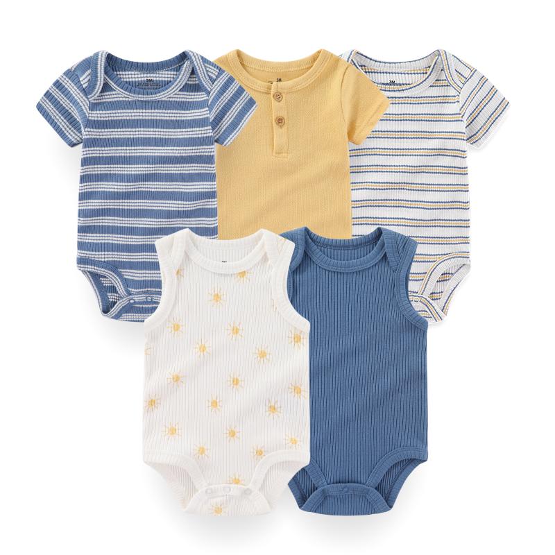 5 Pieces Infant Boy Girl 0-12 Months Pure Cotton  Soft Casual Cute Fashion Prints Baby Bodysuits Spring Summer
