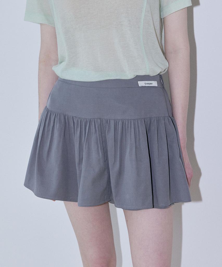 GRASPLAN Shirring Mini Skirt Shorts_Gray