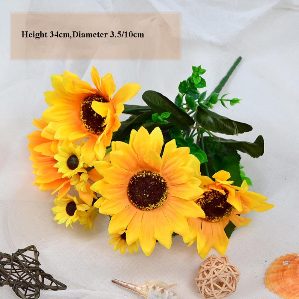 New 5/7/13 Heads Autumn Decoration Flower Yellow 10 Styles Silk Artificial Sunflower Flowers Bouquet Party Garden Decor