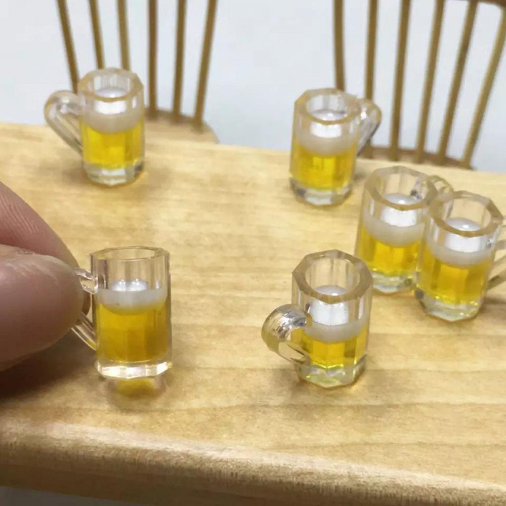 10 Pieces Simulated Wine Cup Resin Accessories Miniature Beer Glass Dollhouse Mug Models Fairy Garden Doll House Decor