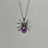 Gothic Halloween Spider Pendant Necklace With Geometric Alloy Chain For Women