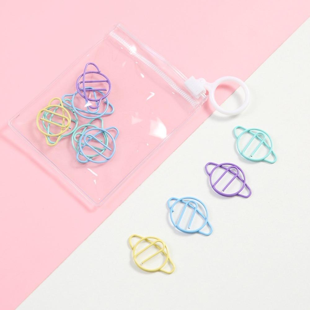 10Pcs Creative Metal Paperclips a Pack Student Candy Color Bookmark Clip Student Stationery School Office Supplies