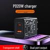 20W Dual Port Charger: Transparent Type-C + USB for Apple & Huawei