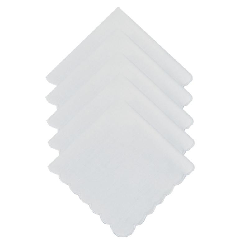 5/10Pieces White Embroidered Edge Cotton Handkerchiefs Soft Absorbent Reusable for Gym Office and Daily Use