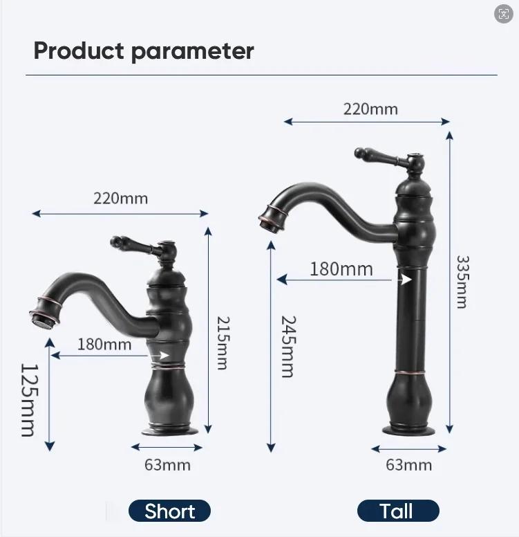 Antique Brass Bathroom Basin Faucet Sink Single Hole Faucet Cold and Hot Water Tap High Quality and Durable Faucet