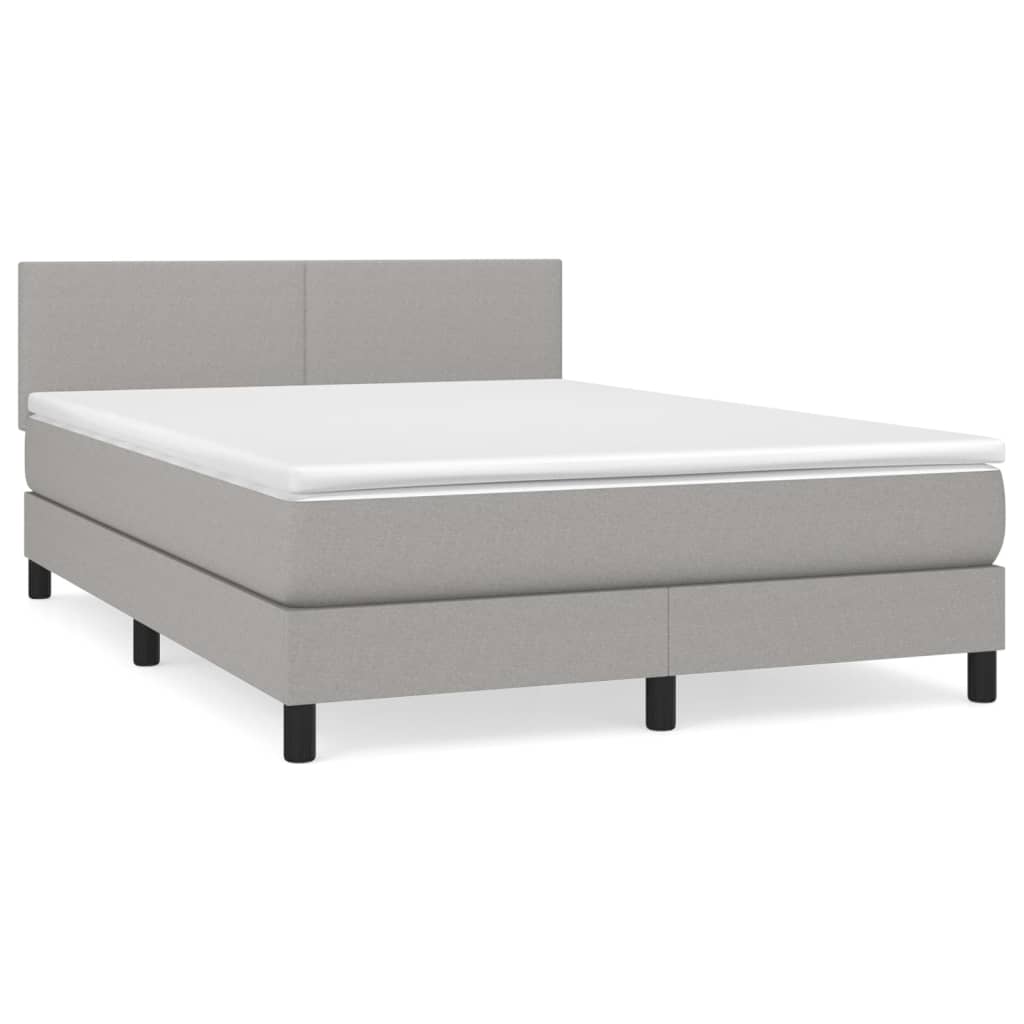 Box Spring Bed with Mattress Light Grey 140 x 200 cm Fabric
