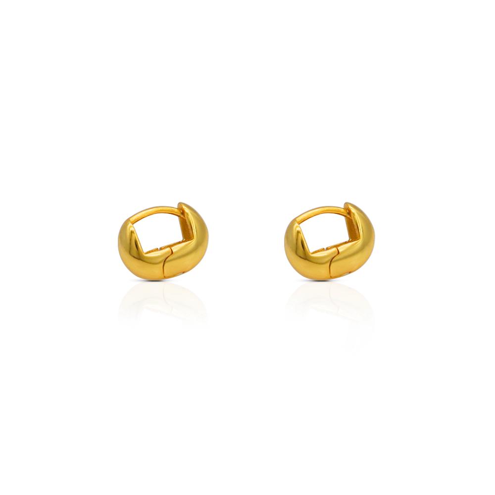 Chris April 18k Gold Plated 925 Sterling Silver Oval Shape Mini huggies Hoop Earrings for Women