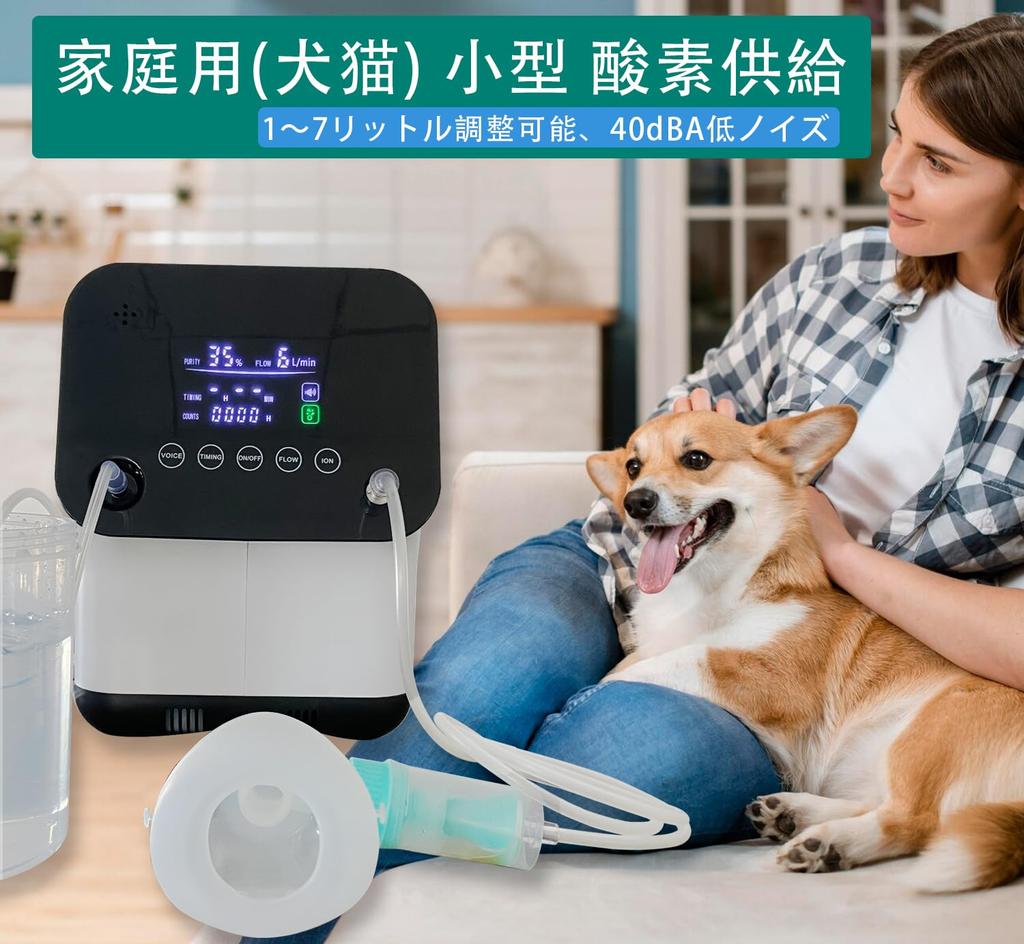 Générateur d'oxygène 1L pour animaux de compagnie Silencieux avec 40 dB de fonctionnement Fonctionnement continu pour plus de 72 oxygène de 1 à 7 Loi sur la sécurité des appareils et des matériaux PSE