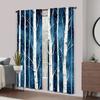 Piece Birch Forest Print Curtain Set Polyester Fabric Suitable Bedroom Living Room Decoration Machine Washable Perfect For Area