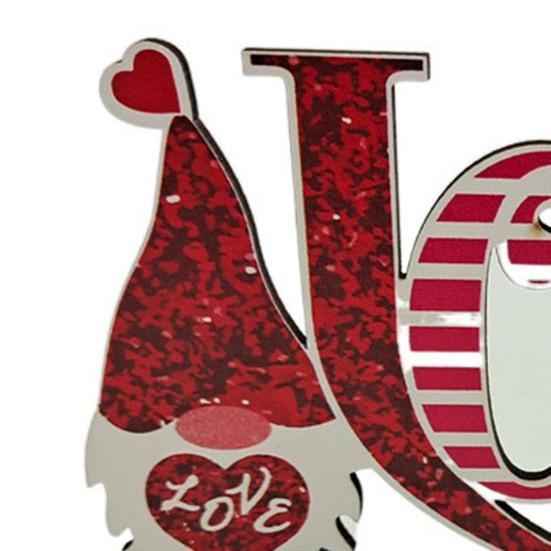 Valentine's Day Wooden Table Sign Romantic Love Heart Shape Tiered Tray Decor Freestanding Tabletop Centerpiece for Desk Shelf Home Decor