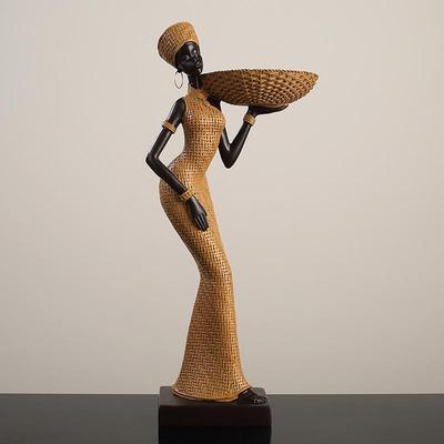 Retro Afrikanische Kunst Dame Harz Ornament für Wohnzimmer- und Foyer-Dekor