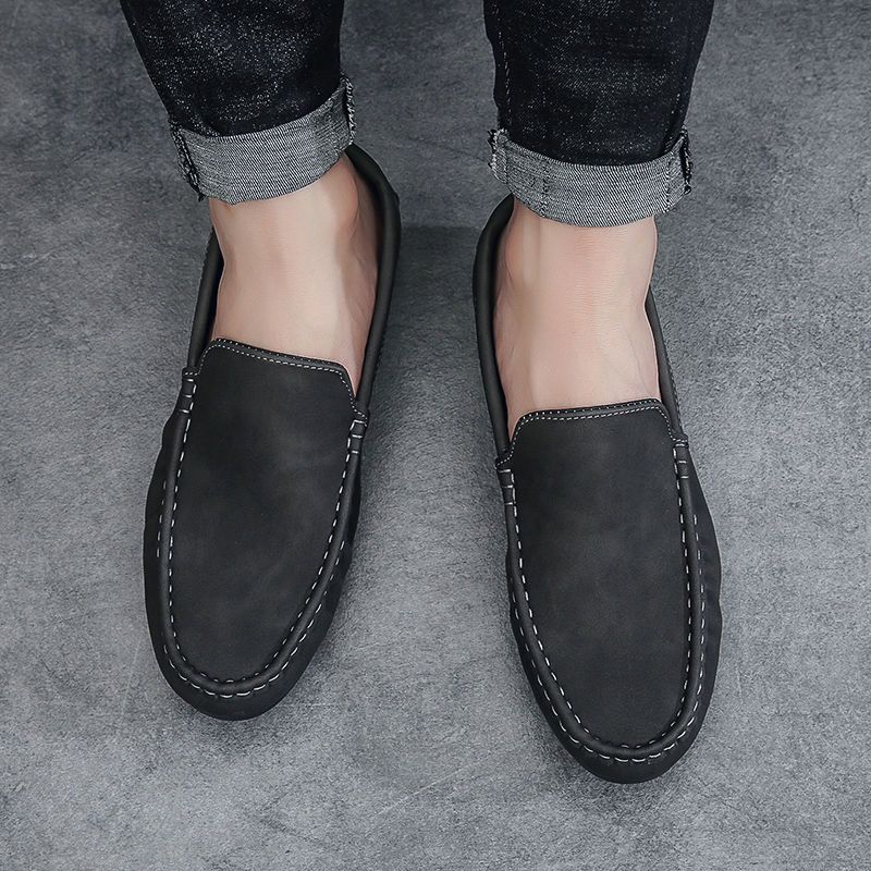 Slip-on Leather Shoes for Men Black Soft Plain Pu Cowhide Classic Original High Quality In Promotion New Man Casual Shoe