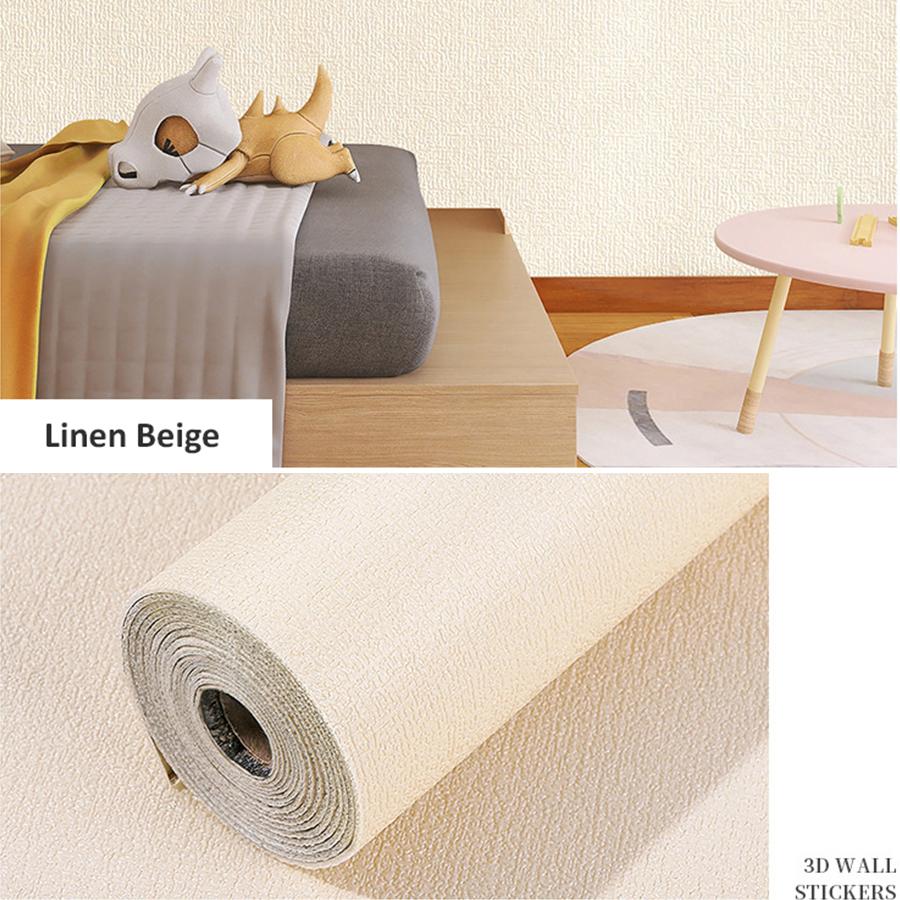 Self-Adhesive Imitation Linen Wallpaper Moisture-Proof Mould-Proof for Living Room Bedroom Renovation Background Wall Decor