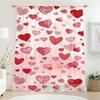 Single Panel Red Hand Painted Heart Shaped Decorative Gauze Curtain Romantic Festive Suitable Bedrooms Living Rooms Curtains Polyester Great Room