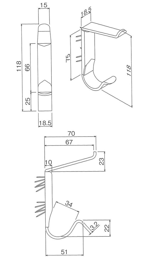 Berg Wall Hook, Hat Hook, Double, White, M-636