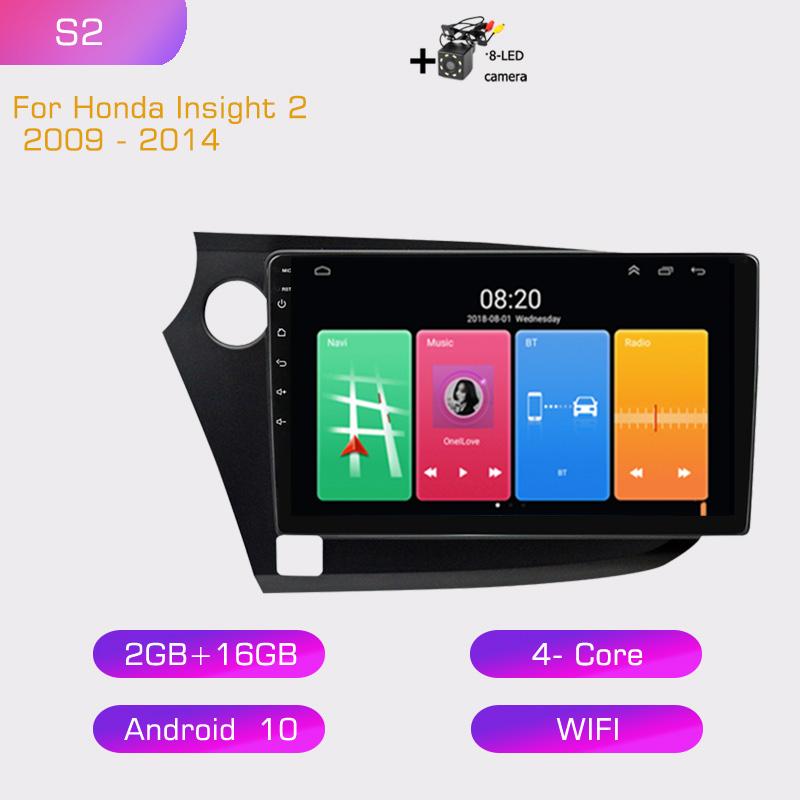 2din 8G+128G Android 10 Car Radio Multimedia Player Carplay Auto GPS Navigation NO DVD For HONDA INSIGHT 2009 2010 2011-2014
