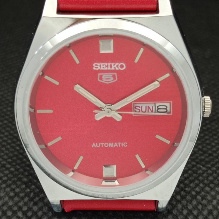 REFURBISHED VINTAGE SEIKO 5 AUTO 6309A JAPAN MENS D/D RED WATCH 593c-a314811-9 SKU593c-a314811