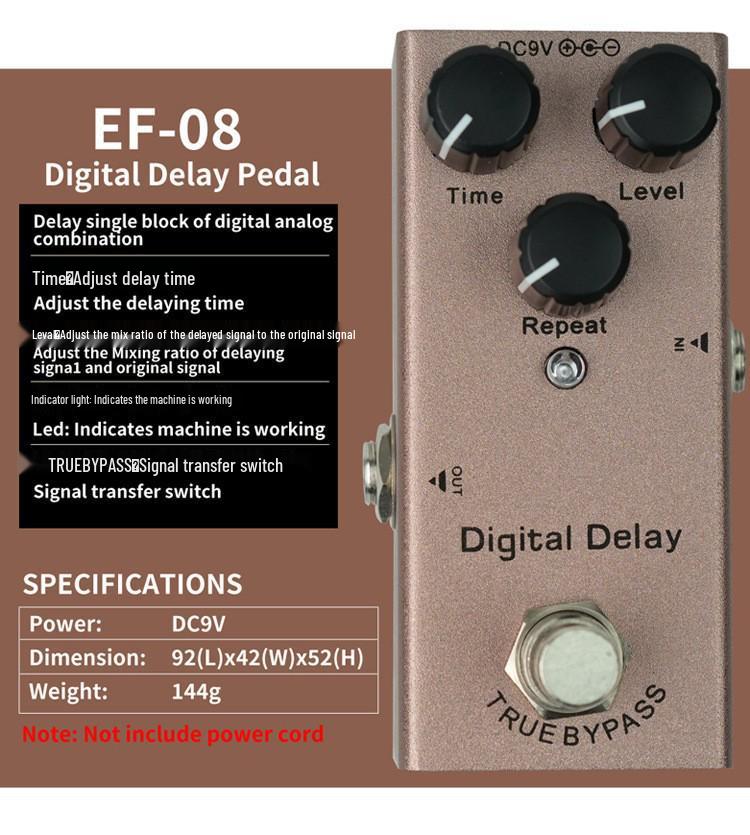 Compact Electric Guitar Effects Pedal: Overdrive, Distortion, Tremolo, Delay, Chorus, Reverb