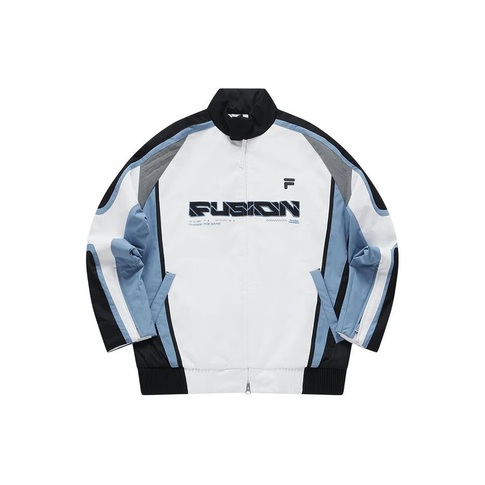 FILA Fusion Color Block Loose Fit Stand Collar Baseball Cotton Jacket Unisex jackets White T11U411901F-WT