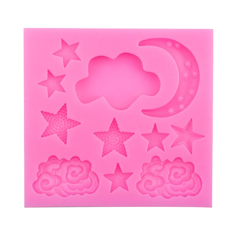 DIY Fondant Cake Silicone Mold Set: Cloud, Star, Moon, Chocolate Design