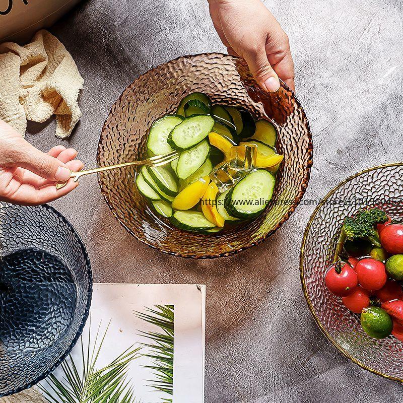 Unique Japanese-Inspired Glass Salad Bowl Perfect for Home Salad Serving Glass Bowls
