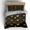 Golden Love Hearts Pattern Bedding Duvet Cover Set Duvet Cover Pillowcases  (1*Duvet Cover 2*Pillowcases, Without Duvet Insert)