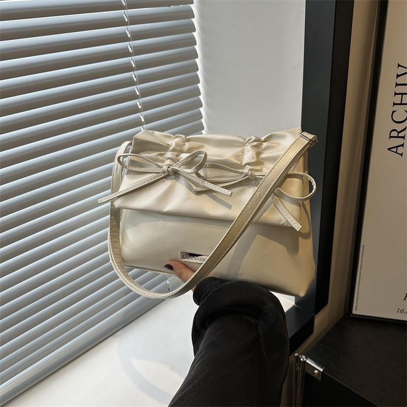 Stylish Feminine Tote Bag With Large Capacity Butterfly Bow In White Pink Silver Black