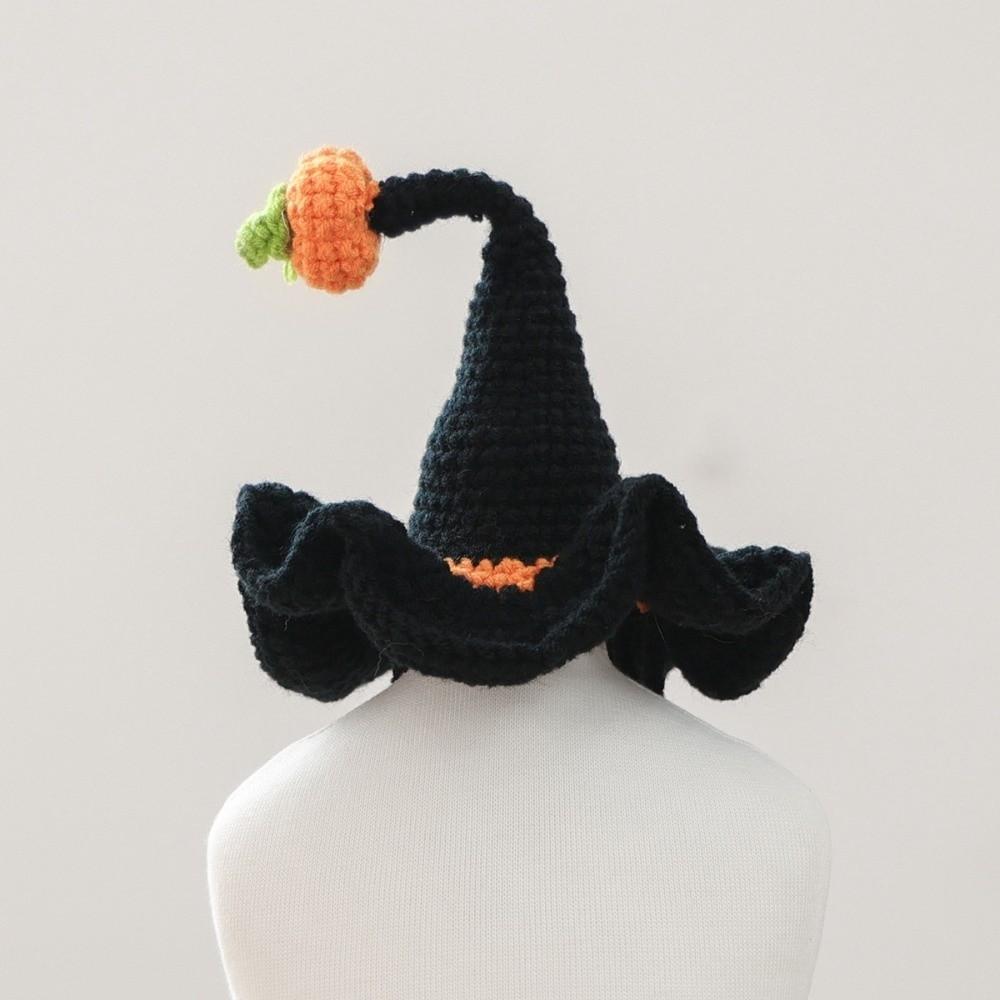 Mini Woven Pets Wizard Hat Pumpkin Halloween Cat Headgear Creative Halloween Dog Hat  Cosplay