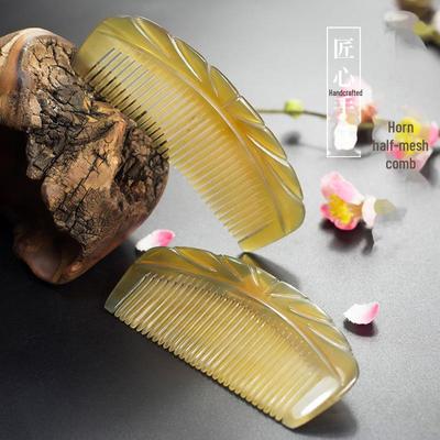 "Kadınlar için Dayanıklı Oyma Ay Boynuzu Tarak - Doğal, Düğümsüz Saç Bakımı"