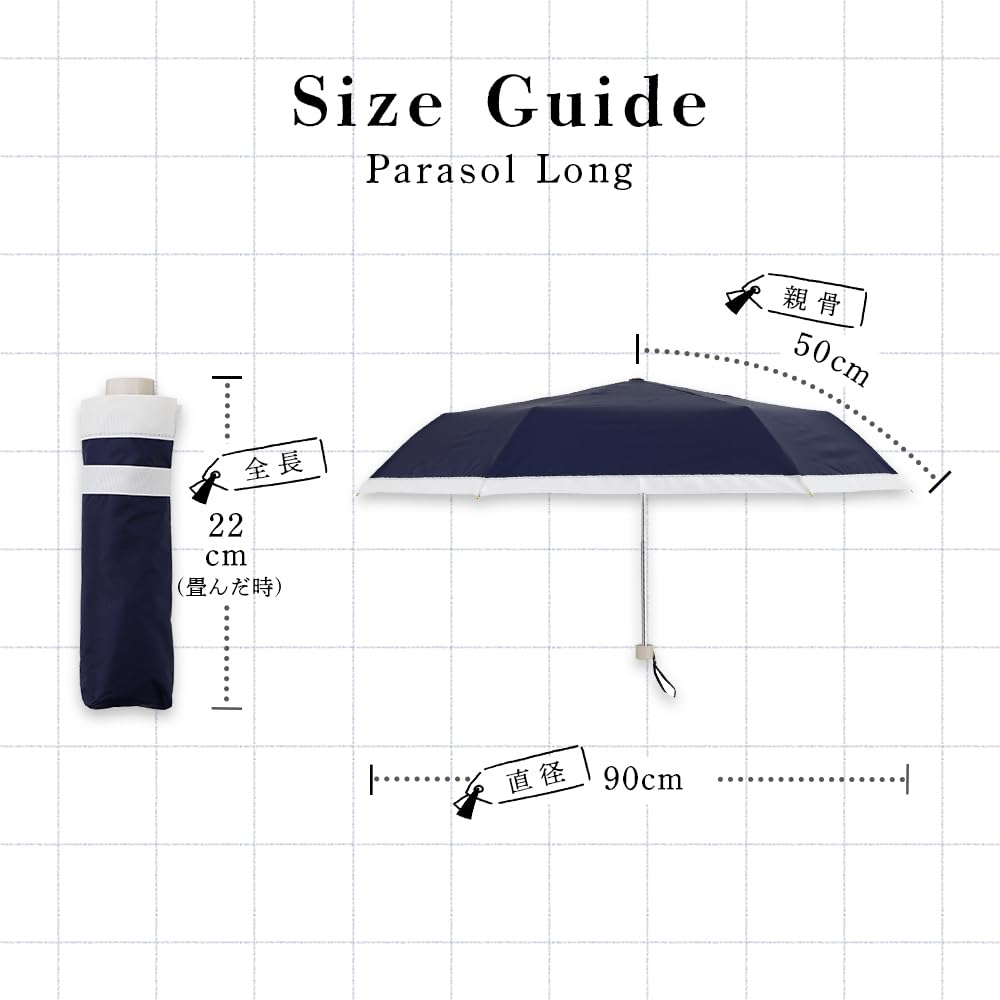 Ogawa Folding Light Blocking UV Blue For Sunny or Rainy Water Grosgrain Family LINEDROPS 57419 Parasol, Women's Umbrella, Rate, 99.9% Protection,
