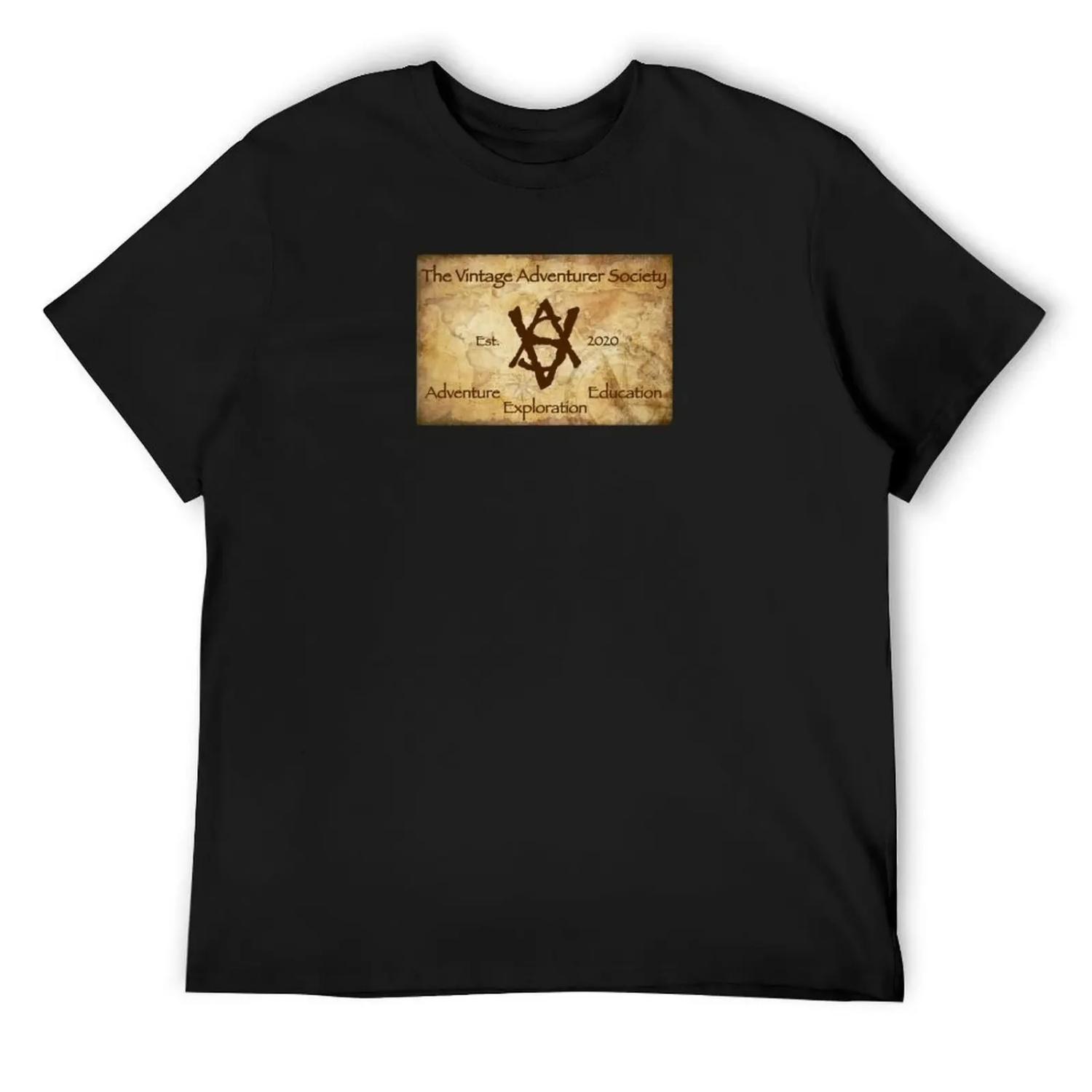 

Vintage Adventurer Society logo T-Shirt topping blue archive gifts for boyfriend Short sleeve tee men XXXXXL чорний