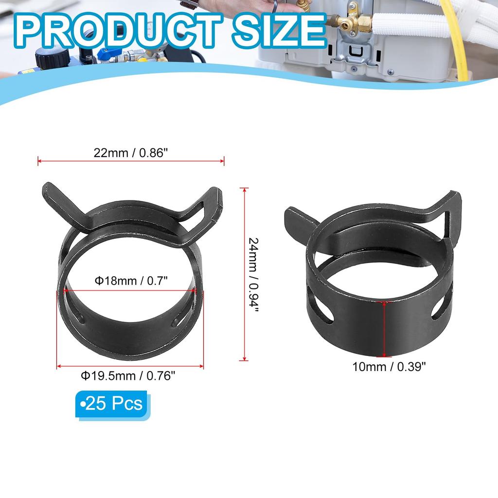PATIKIL Spring Band Hose Pipe Clamp for 18-20mm OD Hose 25pcs Silicone Vacuum Constant