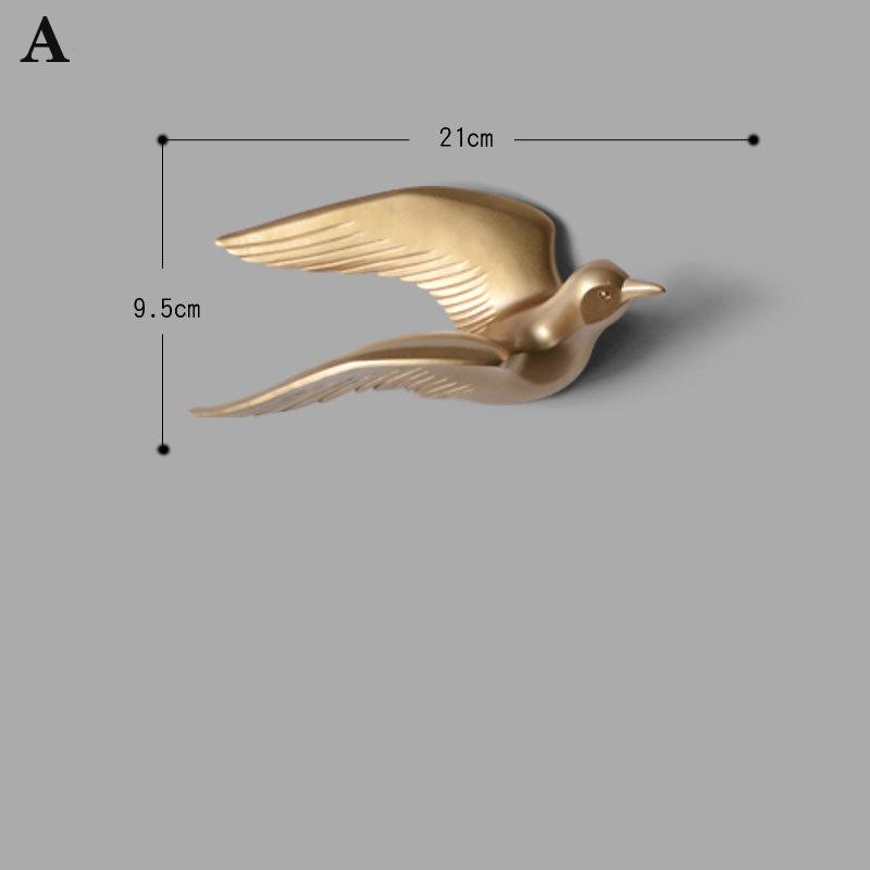 3D resin bird wall decorations three-dimensional wall stickers white gold bird statue living room TV sofa background wall art