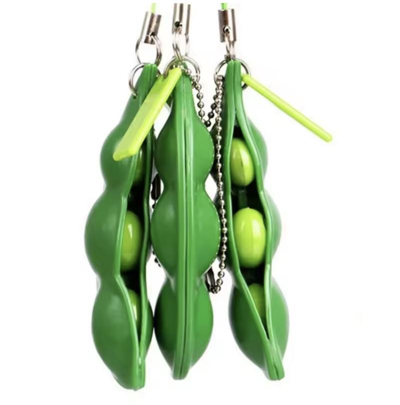5pcs Fidget Toys Pack Portachiavi Decompression Edamame Toys Squishy Squeeze Peas Beans Keychain Cute Stress Adult Toy Key chain