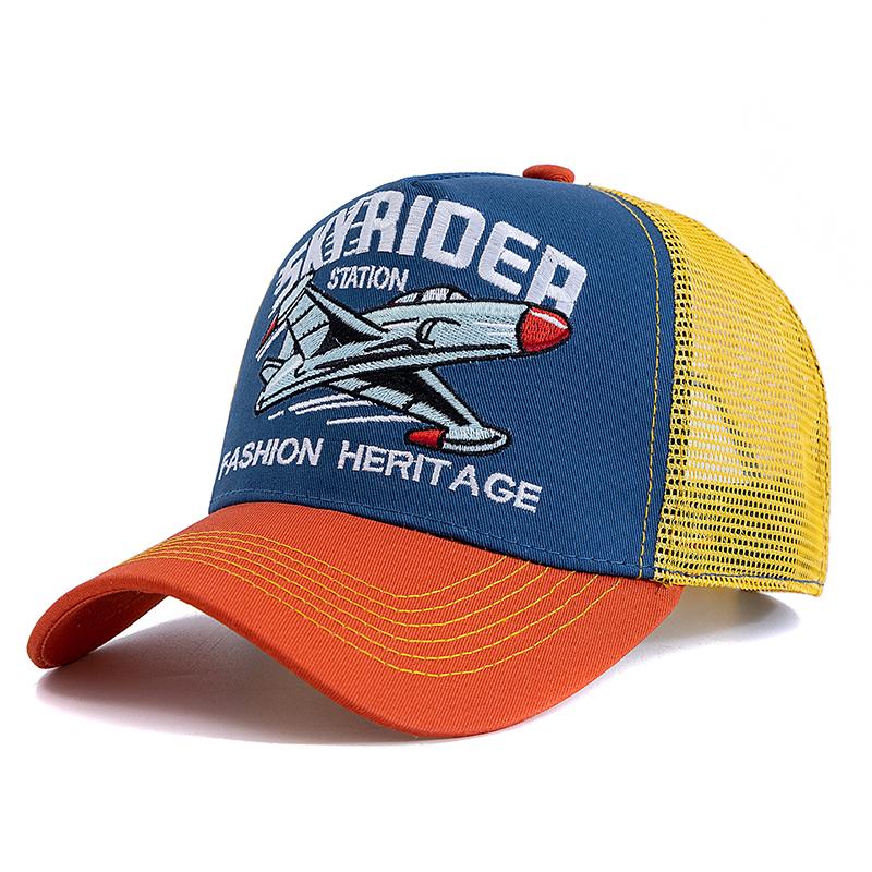 Hot Sale Cap Breathable Mesh Outdoor Baseball Cap Men Women SKY RIDER Embroidered Pattern Snapback Trucker Hat Cap