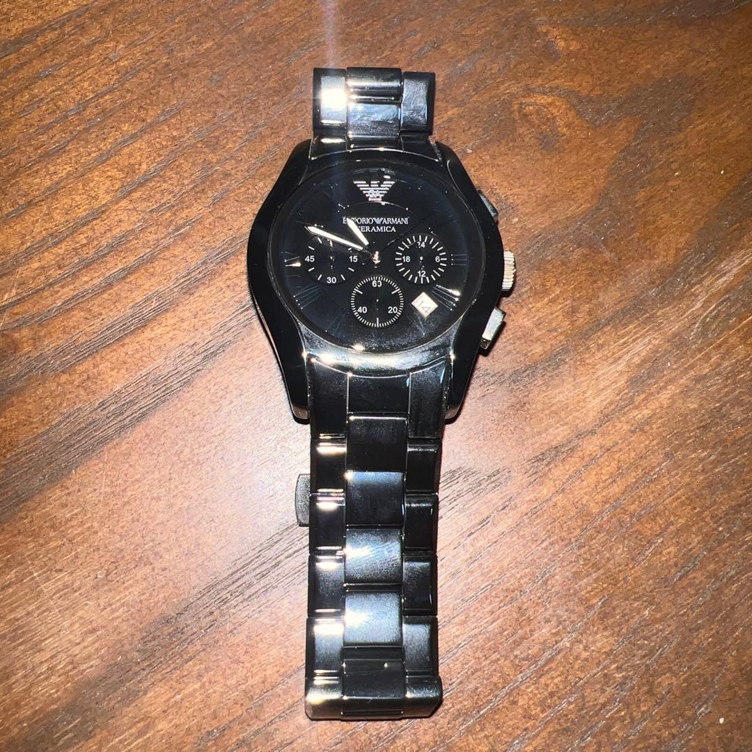 Used Emporio Armani Watch AR-1400 Ceramica Chronograph Black