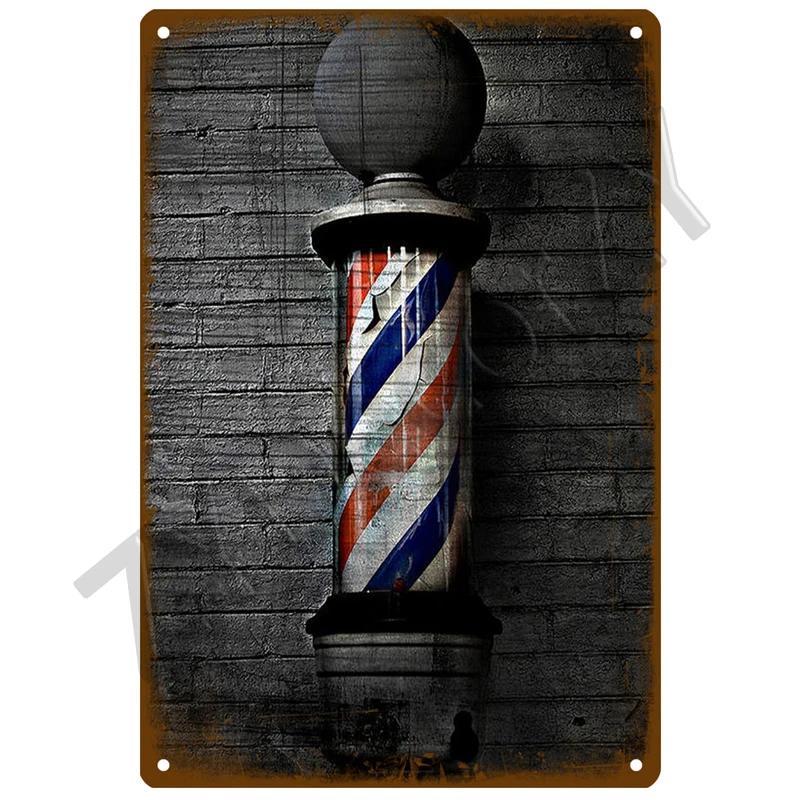 Vintage BARBER SHOP Metal Sign Poster Cafe Bar Pub Tin Sign Plaque Retro Haircut and Shave Beard Iron Plates Printing Home Decor