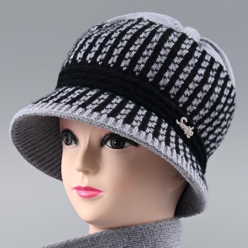 Hat rabbit fur ear protection warm autumn and winter knitted hat windproof velvet women's cold-proof wool hat