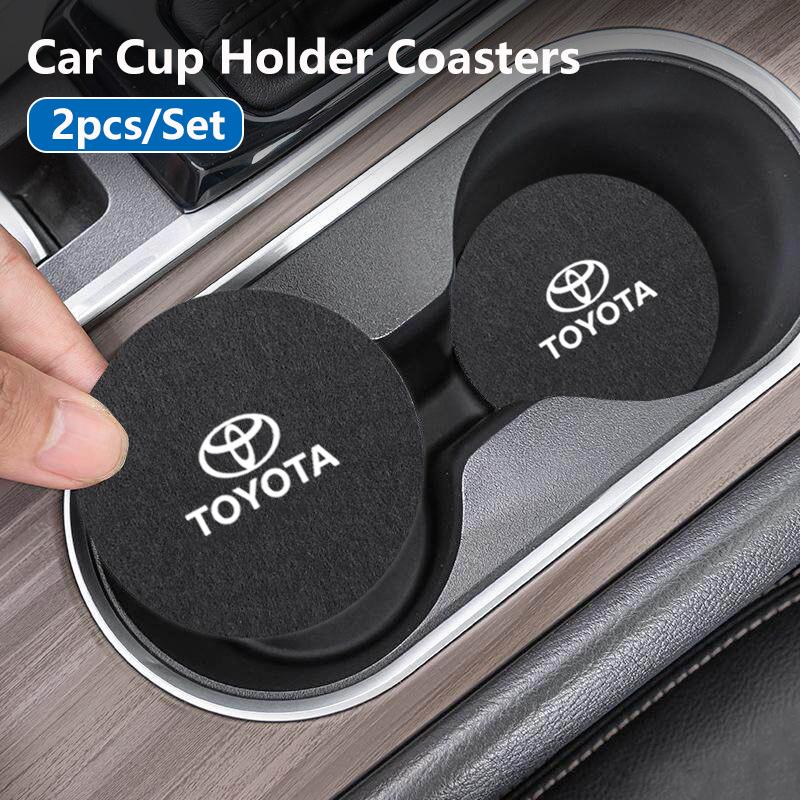 2PCS Car Coasters Cup Holder Mat Drinks Coaster For Toyota Corolla Yaris Camry Prius RAV4 CHR Hilux Aygo Avensis Key Accessories