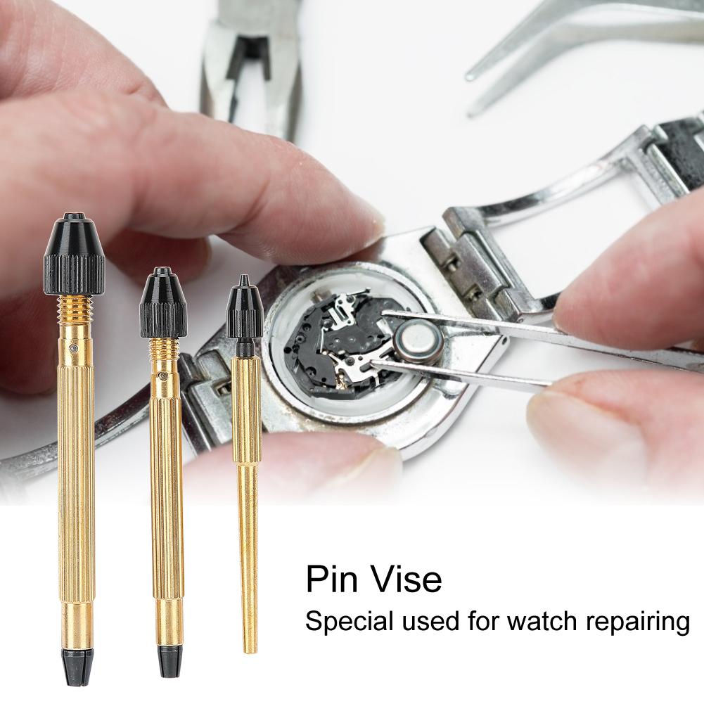 3pcs Copper Pin Vise Twisted Drill Bit Hand Drill Watch Repairing Tool Accessory