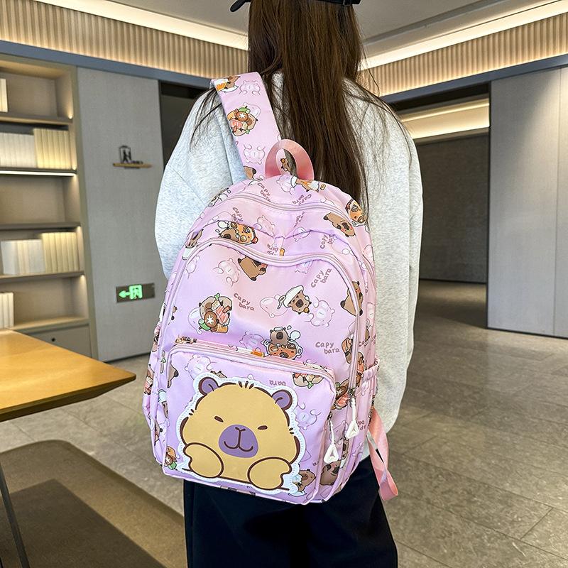 School bag New women's school bag Casual versatile trendy school bag Kapibara cartoon junior high school student back