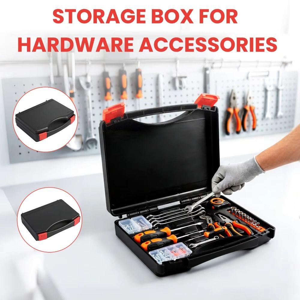 1Pcs Black Portable Hardware Tool Box Hard Carrying Tool Case  For Household Workshop Car Storage
