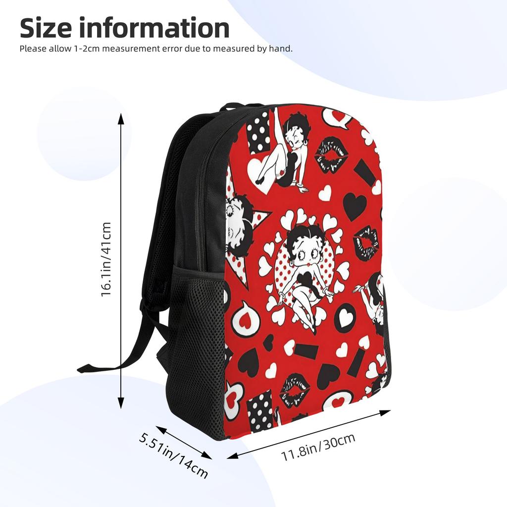 B-Betty Boops Pattern Cool Backpack with Pocket High School Hiking Travel Daypack for Men Women Laptop Computer Canvas Bags