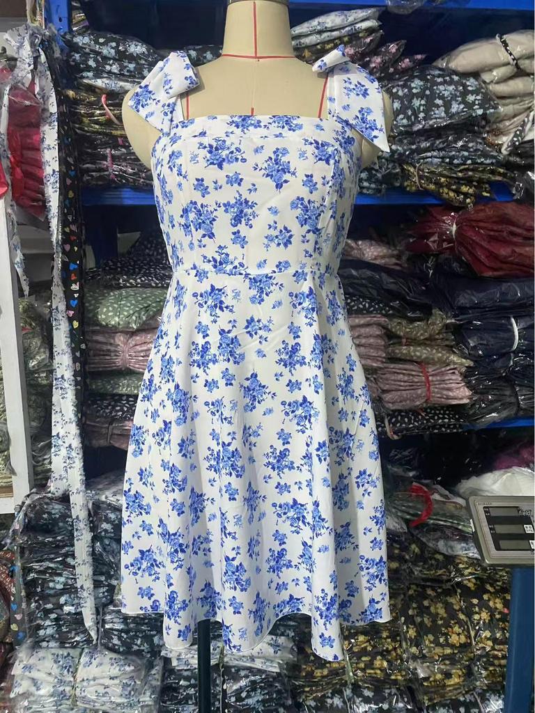 2025 Floral Print High Waist A-line Dress